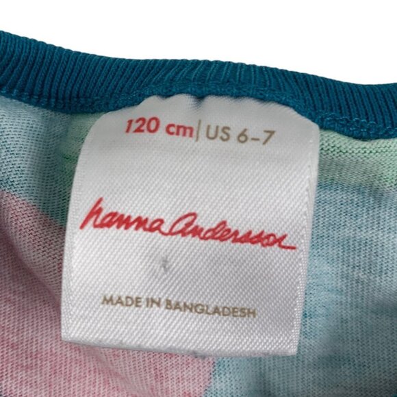 Hanna Anderson 100% Cotton Long Sleeve Apple Print Dress Girl's Size US 6-7 - Picture 4 of 6